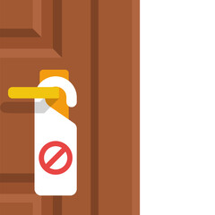 Do not open doors. Red prohibiting sign. Vector illustration flat design. Isolated on white background.
