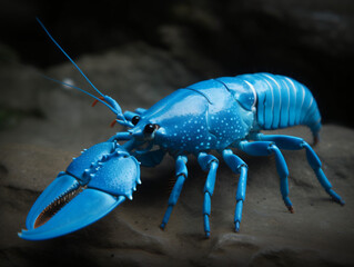 An image of a rare blue lobster, highlighting its striking blue hue caused by a genetic mutation.