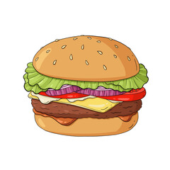 cartoon style burger illustration 