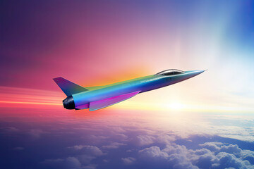 Fototapeta na wymiar Hypersonic airlines and airplanes. Travel service around the world in few hours, generative ai