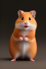 A 3d illustration of a cute orange hamster. (AI-generated fictional illustration)
