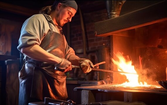 The blacksmith forges a sword. Generative AI