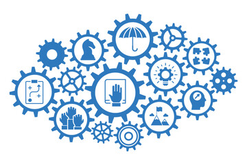 Core values concept with gears. Gears inphographics. Cog wheel connection.
