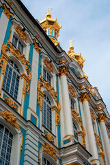 Facade of The Catherine Palace in Tsarskoye Selo St. Petersburg
