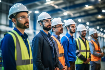 Employee training session with workers learning new skills in a factory, factory, worker, natural light, affinity, bright background, Labor Day, Generative AI