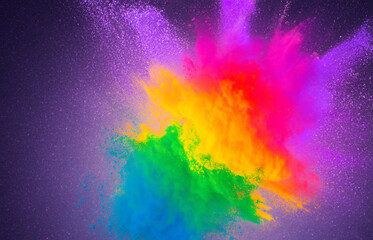 Colored powder explosion on a dark background