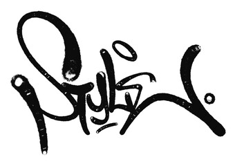 illustration Black graffiti tag lettering aerosol can spray paint