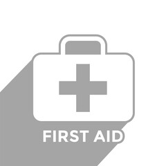 first aid station sign, bag, cross, vector illustration 