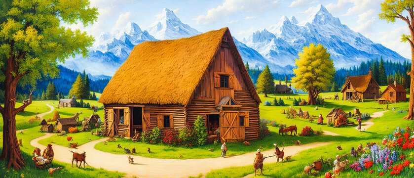 Mystic Old Wooden Barn: Rustic Charm and Weathered Planks. Generative AI.