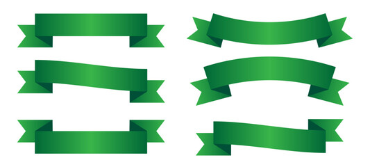 Set Of Green Ribbon Banners