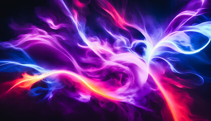 An explosion of colors with swirling trails of smoke. Generative AI.