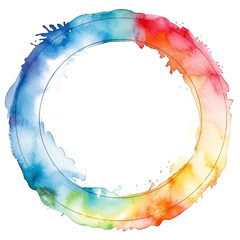 Watercolor spot, rainbow circle. On a transparent background