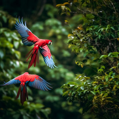 scarlet macaw in the forest