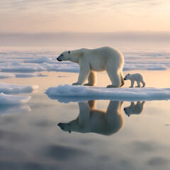 polar bear with his cubs