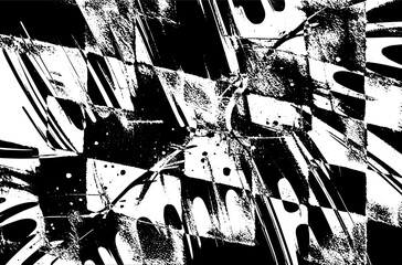 Grunge is black and white. A pattern of blots, splashes of paint. Vector abstract drawing