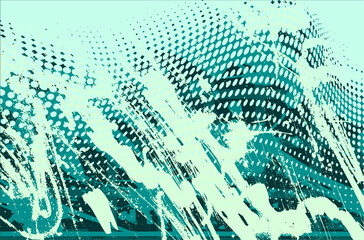 Turquoise grunge background. A pattern of blots, splashes of paint. Vector abstract drawing