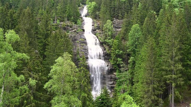 Melnikfall waterfall in the Maltatal in Carinthia Austria during a beautiful springtime day in the Alps.
