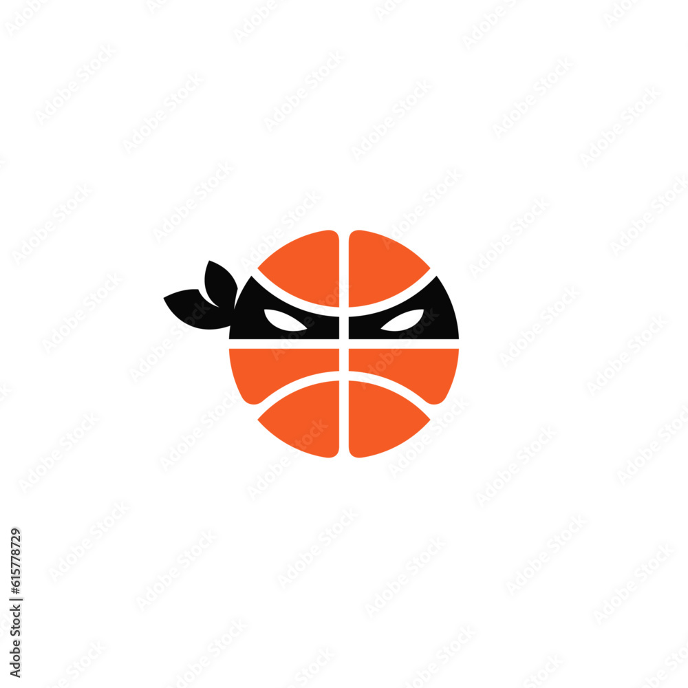 Poster ninja basketball logo design concept.