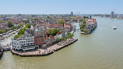 Fototapeta na wymiar Aerial from the historical city Dordrecht in Zuid Holland the Netherlands