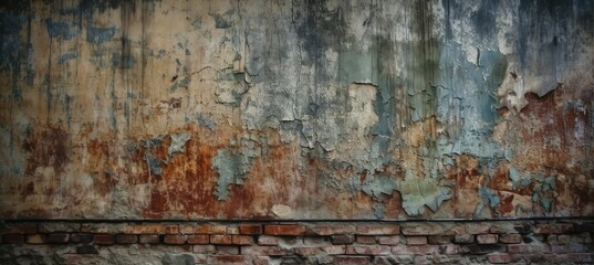 Rusty cracked concreate wall industrial background. Generative AI technology.