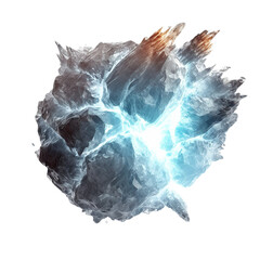 fire asteroid isolated on transparent background cutout