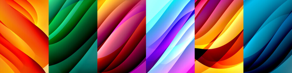 Fototapeta premium Wave shadow lines on bright color gradient background. Wallpaper, banner background, wall art or poster design