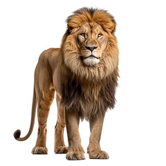 lion standing , isolated on transparent background cutout 