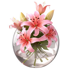 Plakat flowers in glass ball , isolated on transparent background cutout 