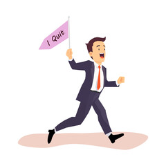 A businessman holding I quit sign vector illustration