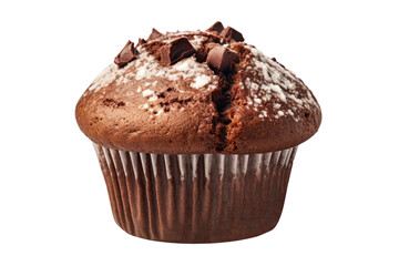 Chocolate muffin isolated on transparent background. Generative Ai