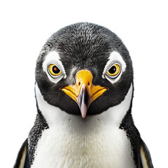 penguin face shot , isolated on transparent background cutout 