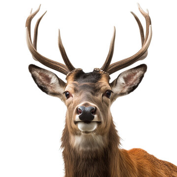 Deer Face Shot Isolated On Transparent Background Cutout