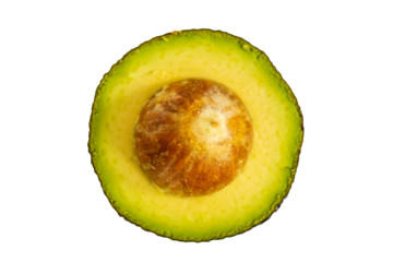Circle shape cut open avokado fruit on white background