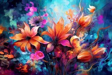 Obraz na płótnie Canvas A garden of exotic flowers wallpaper