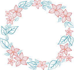 Christmas flower with leaves wreath doodle illustration for decoration on Christmas holiday event and natural concept.
