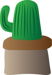 Cactus in a pot on a white background, children's drawing.