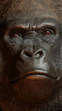 vertical video of gorilla head