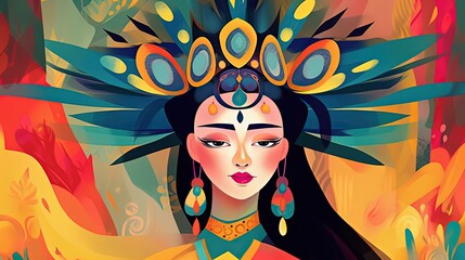 Obraz premium cute fairytale children book style illustration character art, fashionista girl in gorgeous fabulous look, Generative Ai