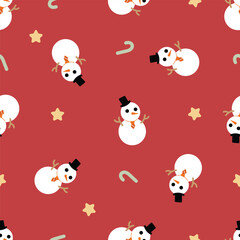 Christmas snowman doodle cartoon pattern