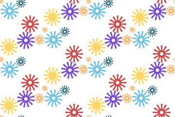 Seamless pattern of colorful flowers on white for card, fashion, textile, wallpaper, sheet, patten