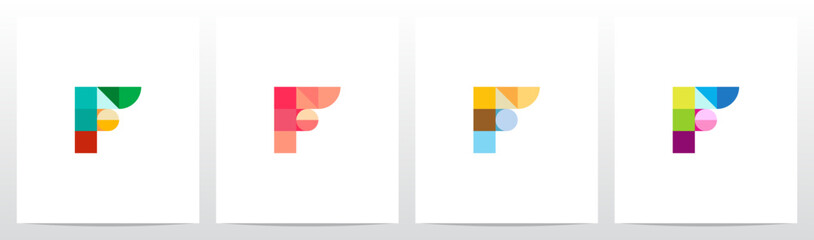 Geometric Mosaic Letter Logo Design F