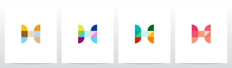Geometric Mosaic Letter Logo Design H