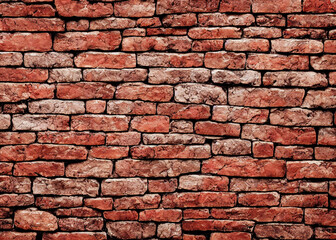 Obraz premium Old brick wall background with copy space, AI generated image.