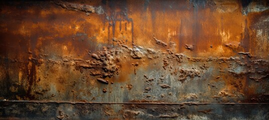 Rusty metal background. Brown red blue scratch detail. Generative AI technology.	