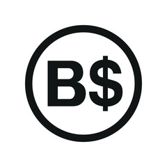 Bahamian Dollar coin symbol. black and white Flat currency icon. currency of The Bahamas. Vector illustration.