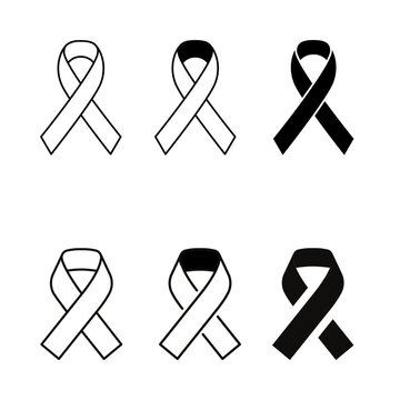 Consciousness ribbon White and black line icon Vector 