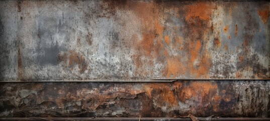 Obraz premium Rusty metal plate texture background. Brown red blue scratch detail. Generative AI technology. 