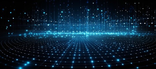 Obraz premium Blue virtual cyberspace matrix technology background. Generative AI technology.