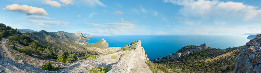 Fototapeta na wymiar Coastline of Novyj Svit reserve summer panorama (Crimea, Ukraine)