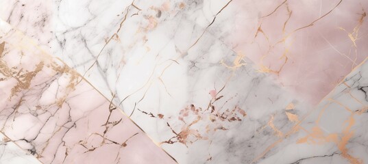 Marble stone background. Soft white pink gold colors. Generative AI technology.	
